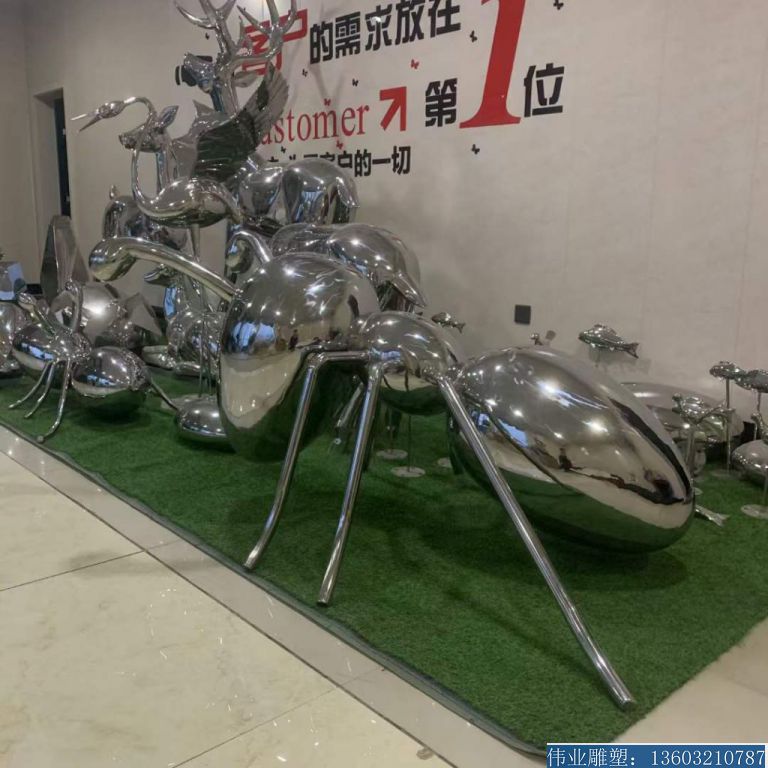 不锈钢蚂蚁雕塑 昆虫蚂蚁雕塑