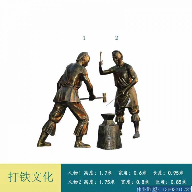 打铁文化人物雕塑 玻璃钢民俗人物雕塑